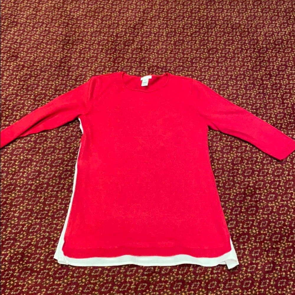J.Jill red and white knit tunic